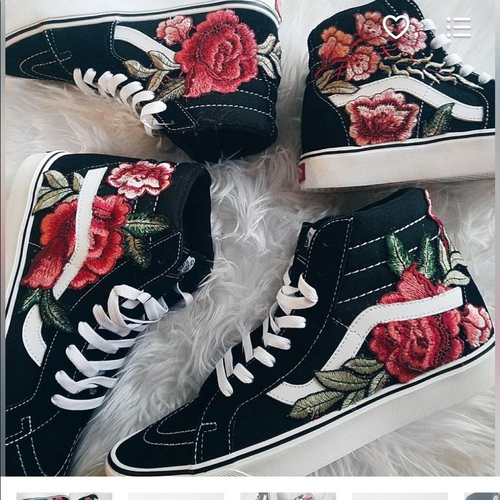 Custom Rose Floral Embroidered Patch Vans